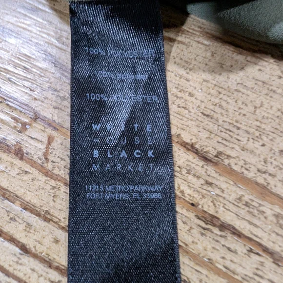 White House Black Market Olive Green Lace-Up Henley Blouse Size 2 Flowy Long Sle - Picture 12 of 13